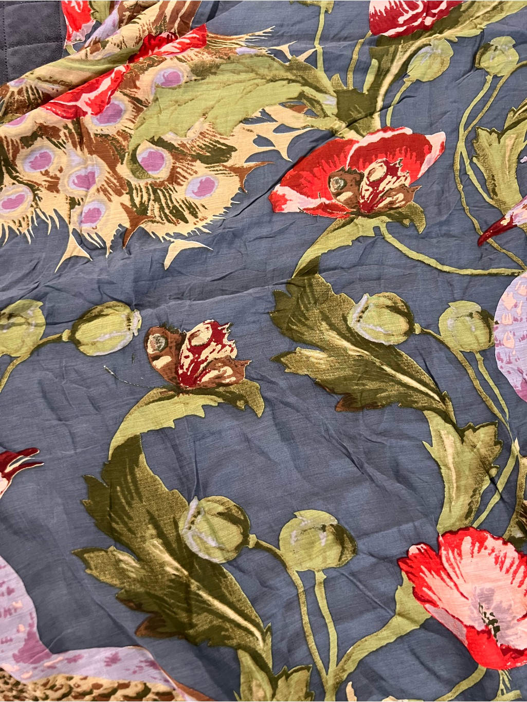 One Hundred Stars Scarf Wrap Shawl Coverup 74”X40" Poppies & Peacock Floral — image 8 of 8